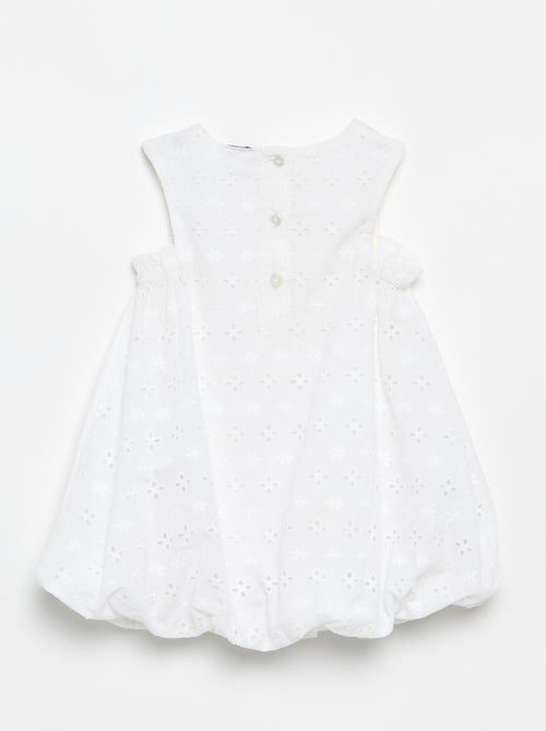 Vestido com corte balão e bordados ingleses - Kiabi