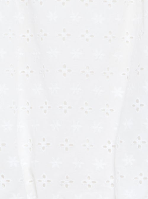 Vestido com corte balão e bordados ingleses - Kiabi