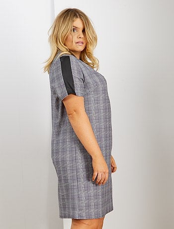 Vestido com decote em pele sintética - Kiabi