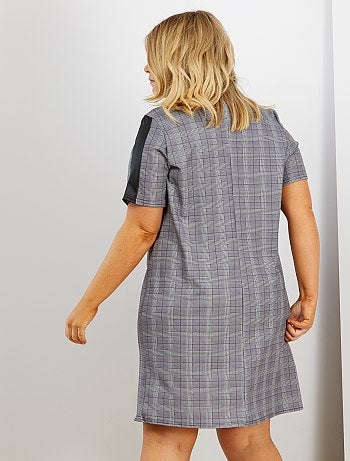 Vestido com decote em pele sintética - Kiabi