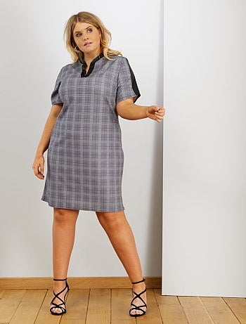 Vestido com decote em pele sintética - Kiabi