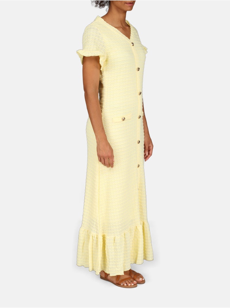 Vestido com decote em V Amarelo - Kiabi