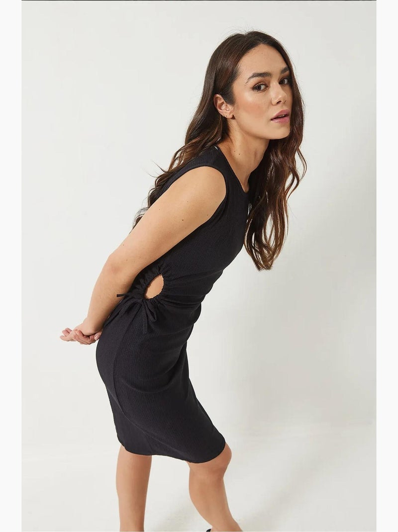 Vestido com decote redondo e recorte franzido lucci Preto - Kiabi