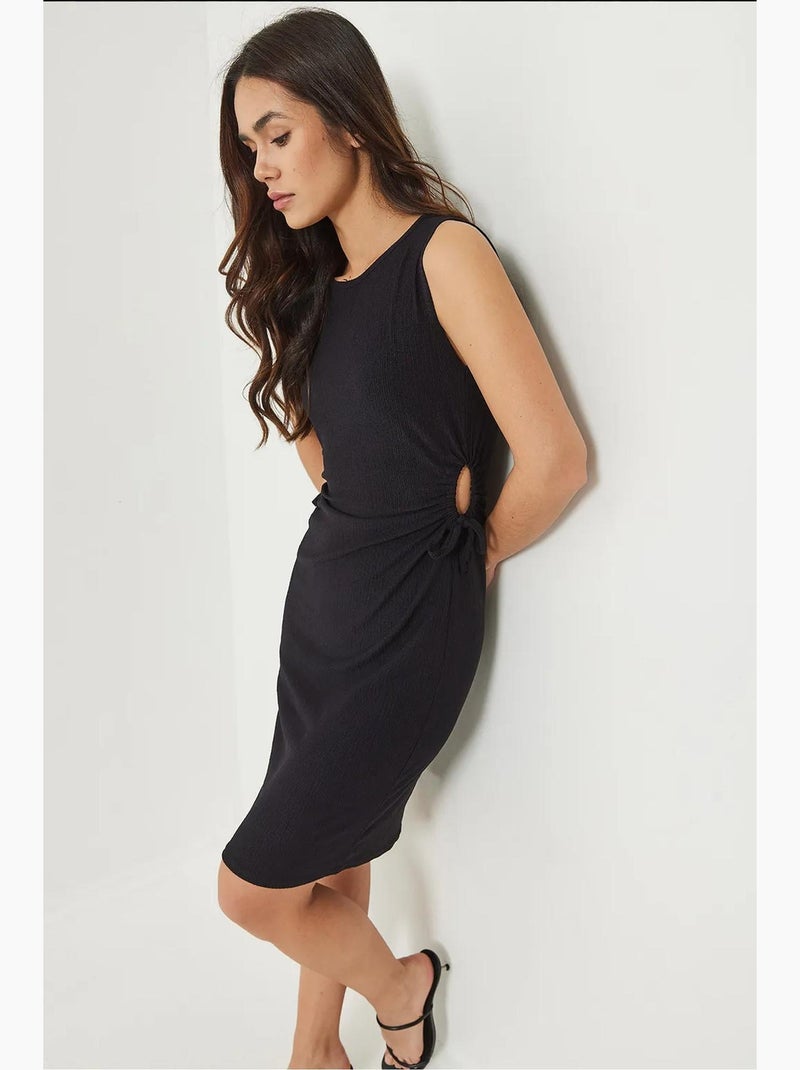 Vestido com decote redondo e recorte franzido lucci Preto - Kiabi