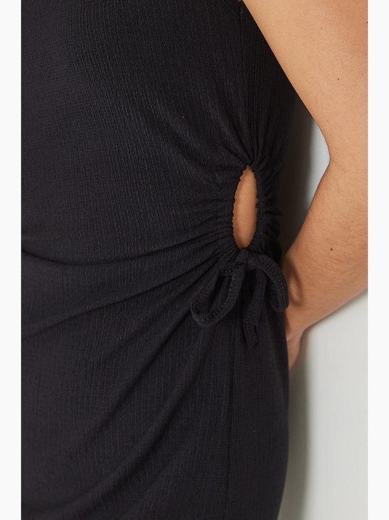 Vestido com decote redondo e recorte franzido lucci Preto - Kiabi