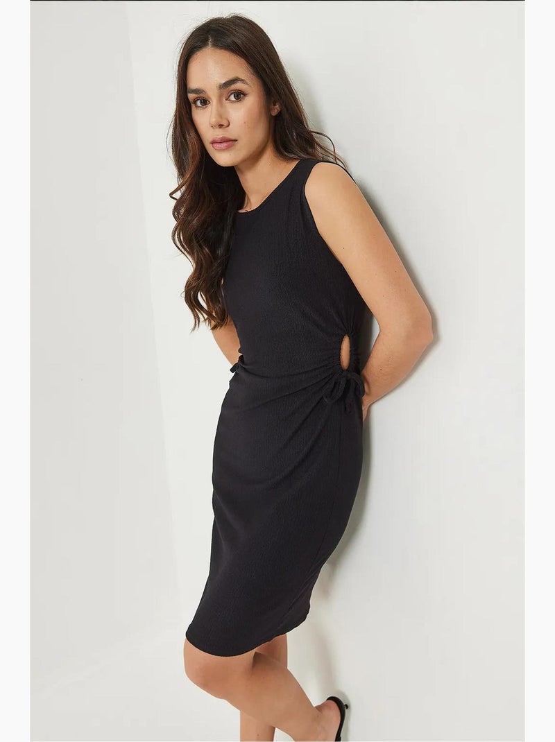 Vestido com decote redondo e recorte franzido lucci Preto - Kiabi