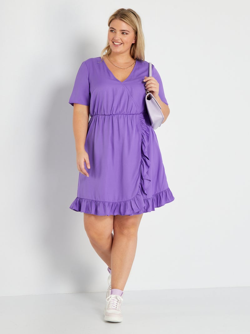 Vestido com efeito trespassado com folhos VIOLETA - Kiabi