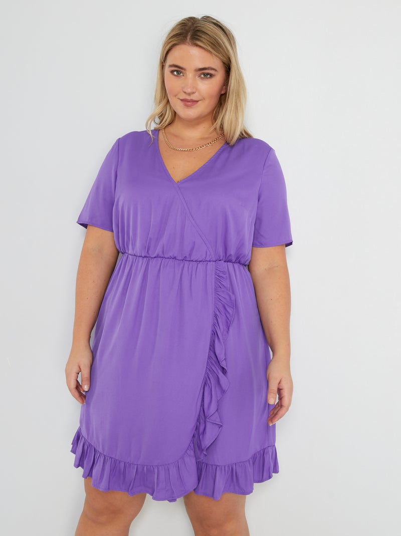 Vestido com efeito trespassado com folhos VIOLETA - Kiabi