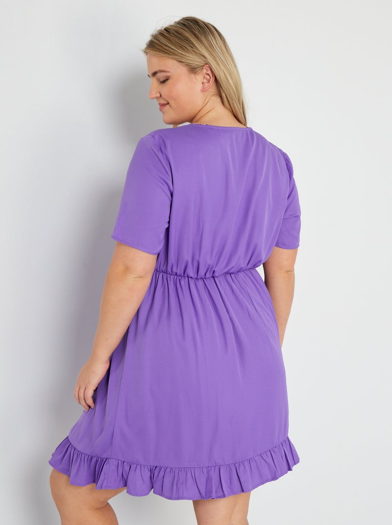 Vestido com efeito trespassado com folhos VIOLETA - Kiabi