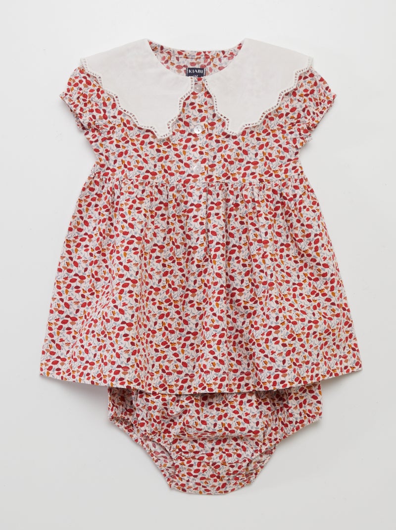 Vestido com estampado às flores + cuecas - 2 peças ROSA - Kiabi