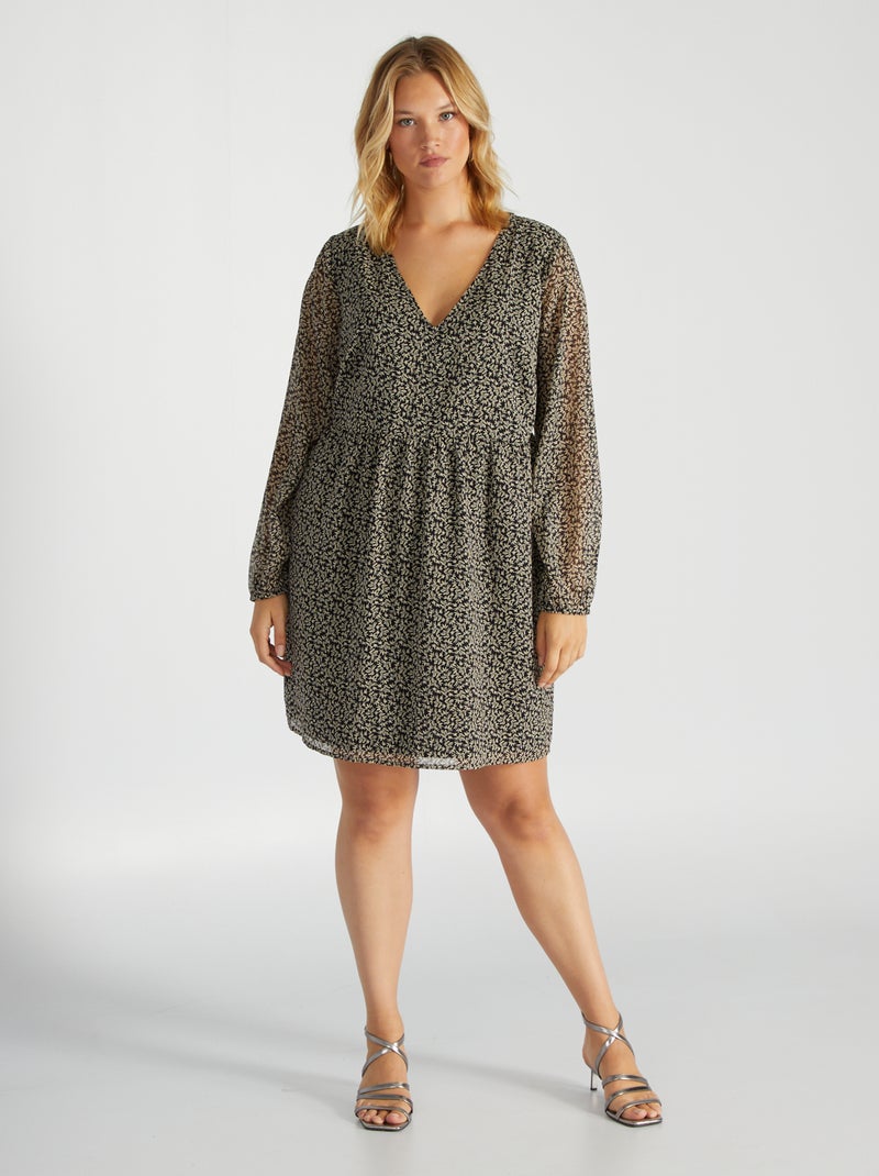 Vestido com estampado PRETO - Kiabi