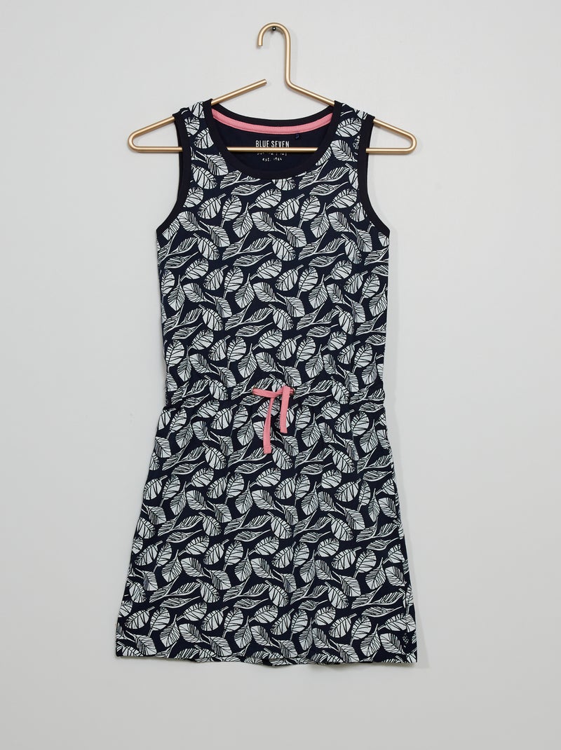 Vestido com estampado 'tropical' Azul Marinho - Kiabi