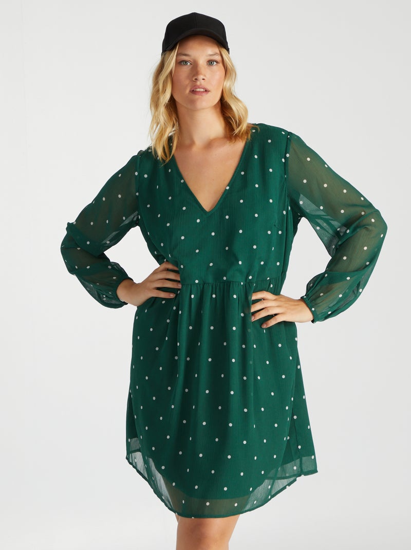 Vestido com estampado VERDE - Kiabi