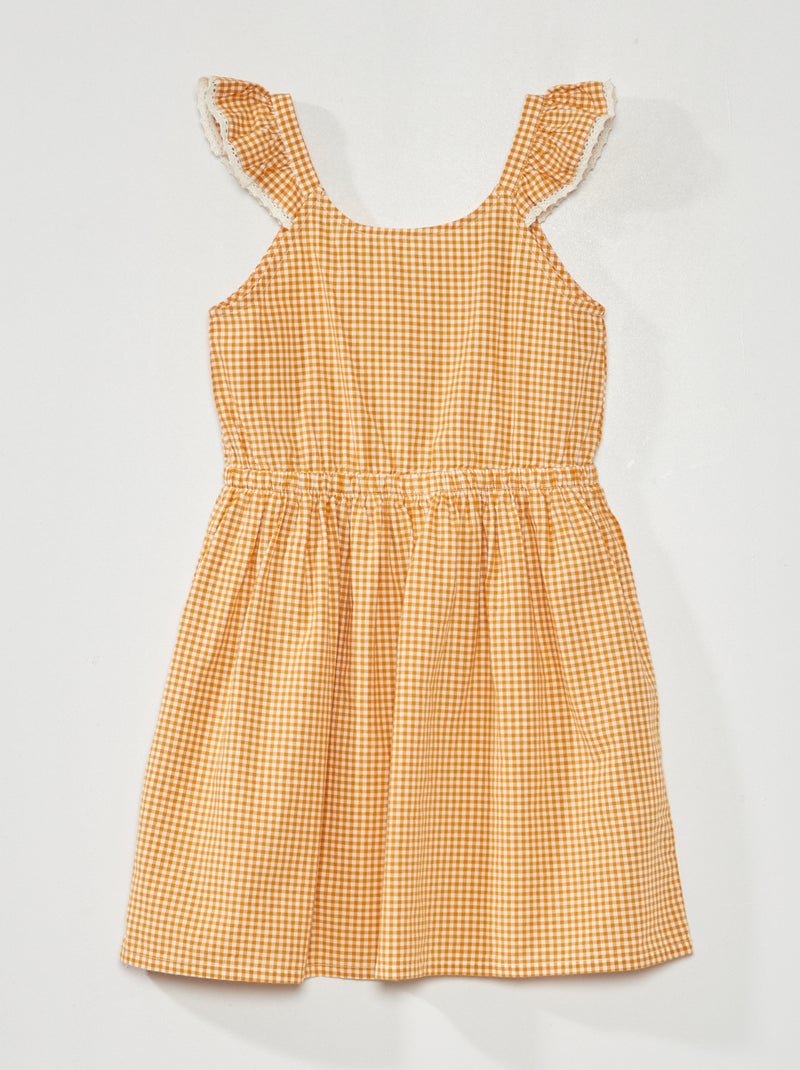 Vestido com estampado 'vichy' BRANCO - Kiabi
