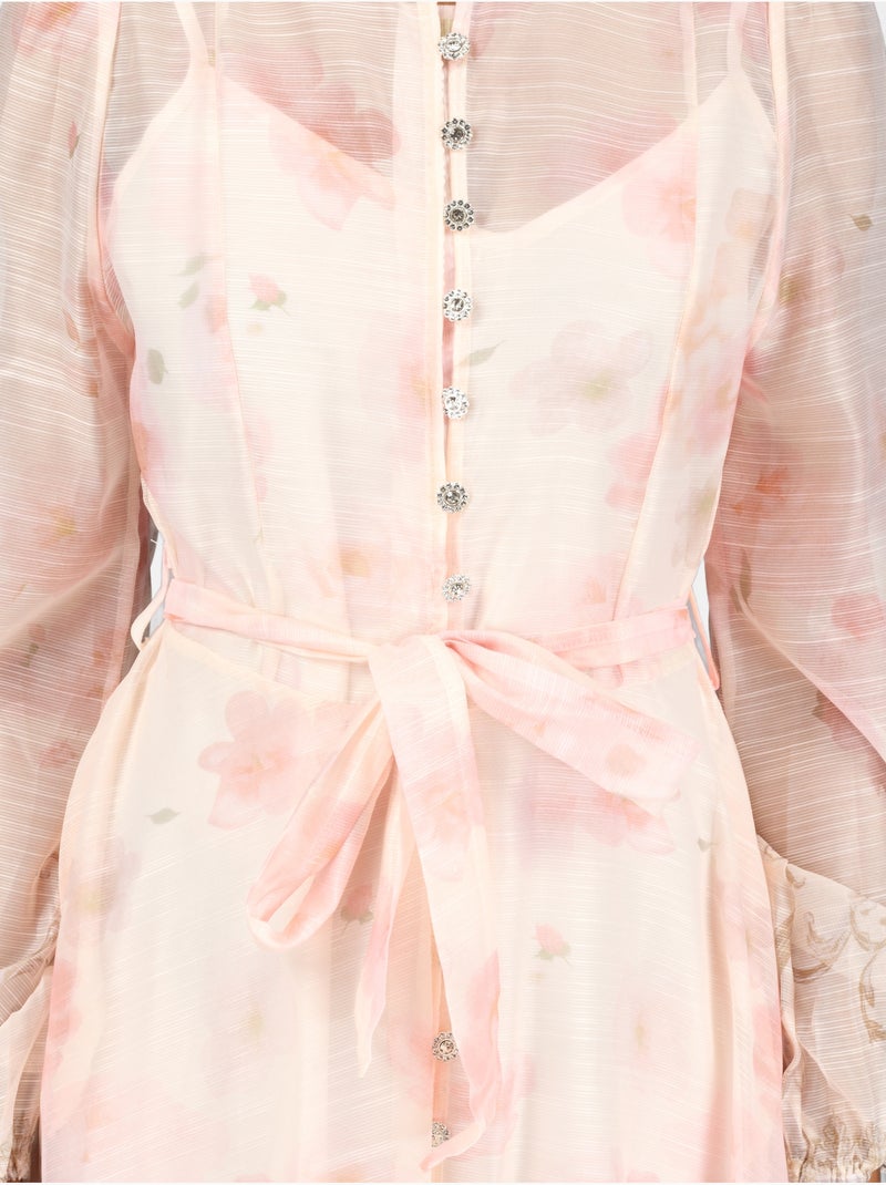 Vestido com estampados Creme - Kiabi