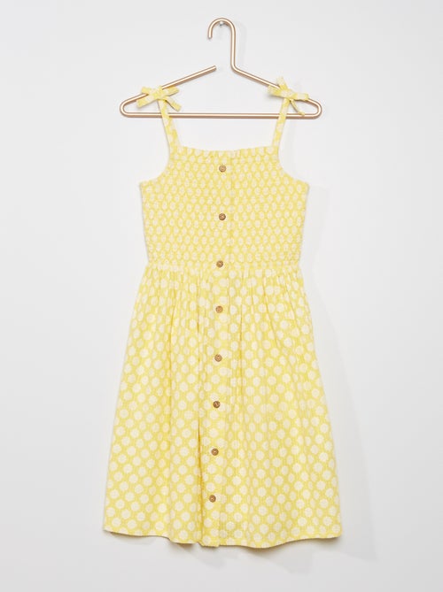 Vestido com favos de mel com alças finas - Kiabi