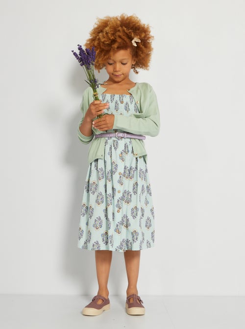 Vestido com favos de mel com alças finas - Kiabi