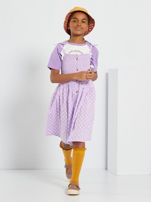 Vestido com favos de mel com alças finas - Kiabi