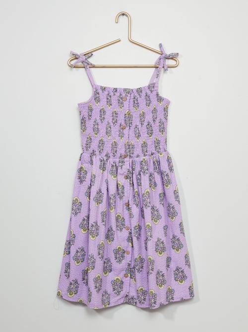 Vestido com favos de mel com alças finas - Kiabi