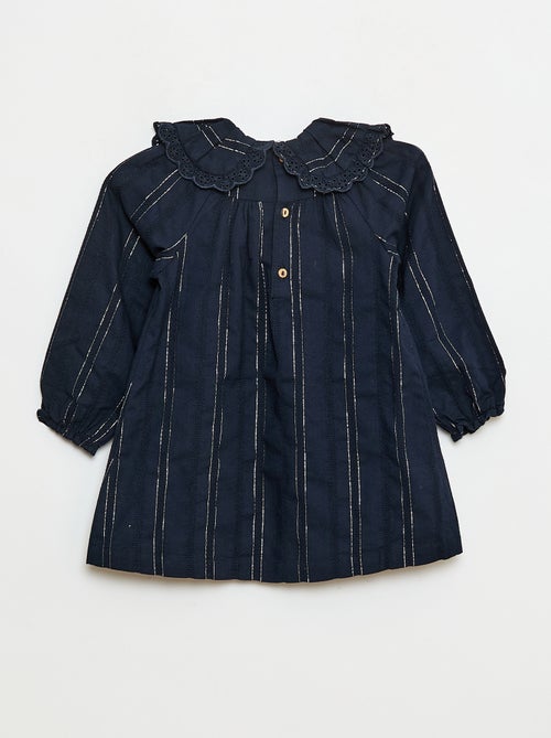 Vestido com fios brilhantes e decote bordado - Kiabi