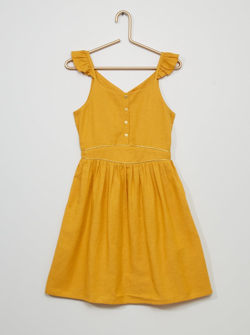 Vestido com folhos AMARELO - Kiabi