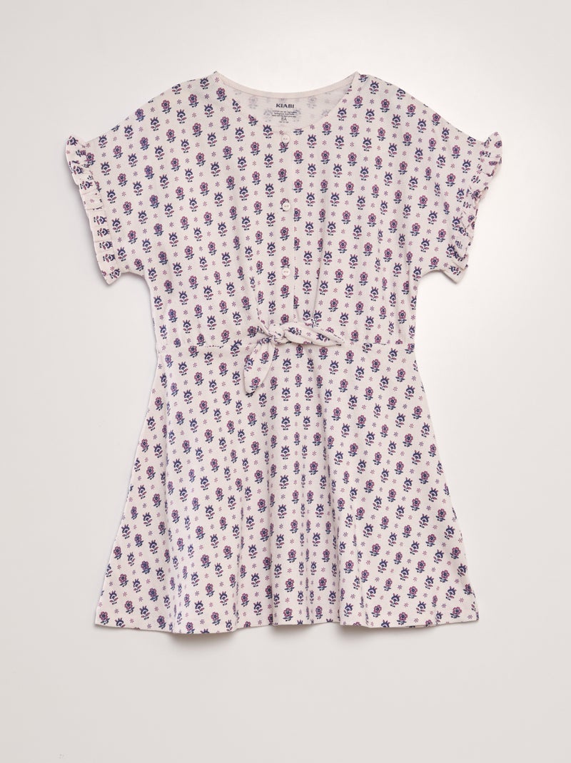 Vestido com folhos BEGE - Kiabi