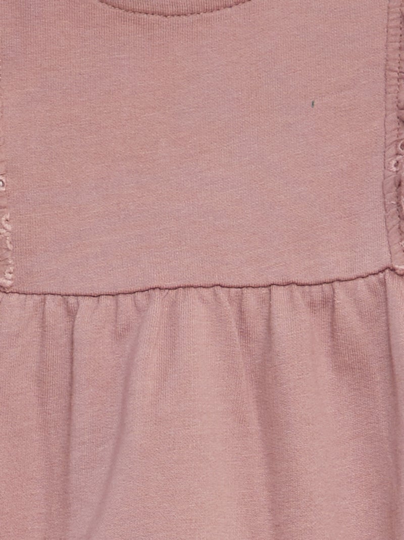 Vestido com folhos com bordado inglês ROSA - Kiabi