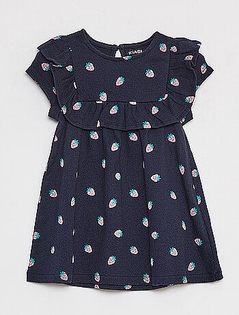 Vestido com folhos de manga curta