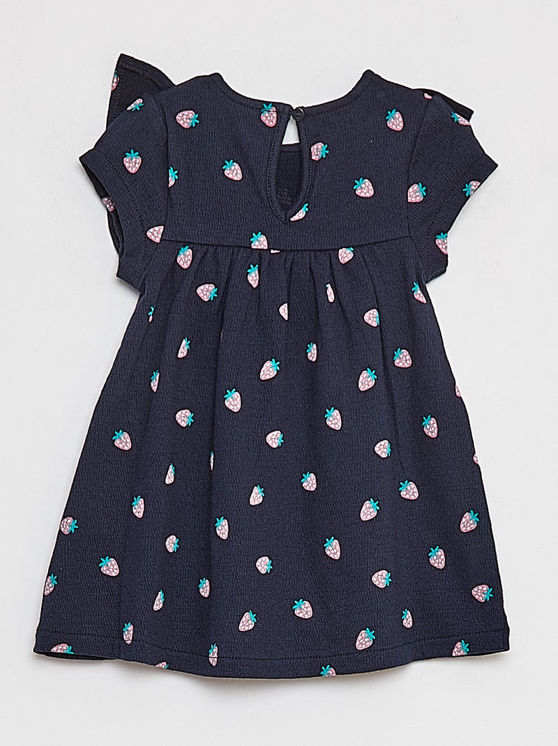 Vestido com folhos de manga curta AZUL - Kiabi