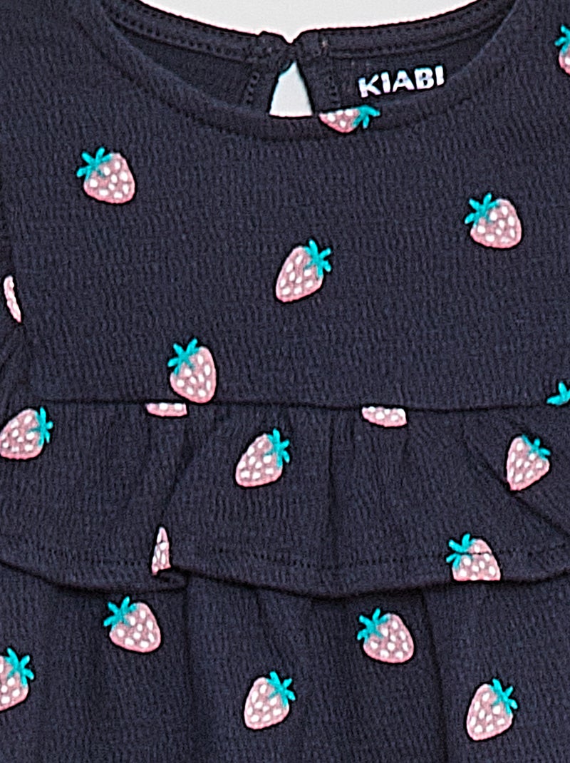 Vestido com folhos de manga curta AZUL - Kiabi