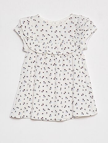 Vestido com folhos de manga curta