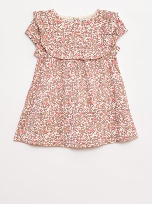 Vestido com folhos de manga curta - Kiabi
