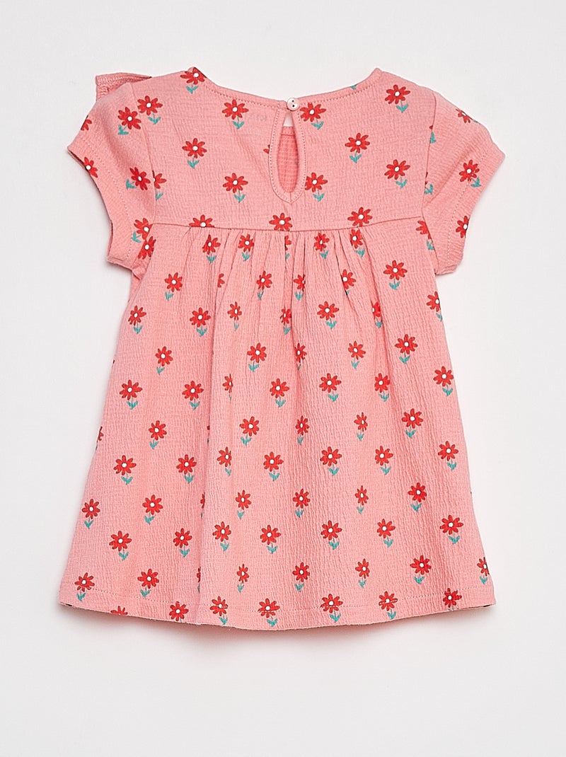 Vestido com folhos de manga curta ROSA - Kiabi