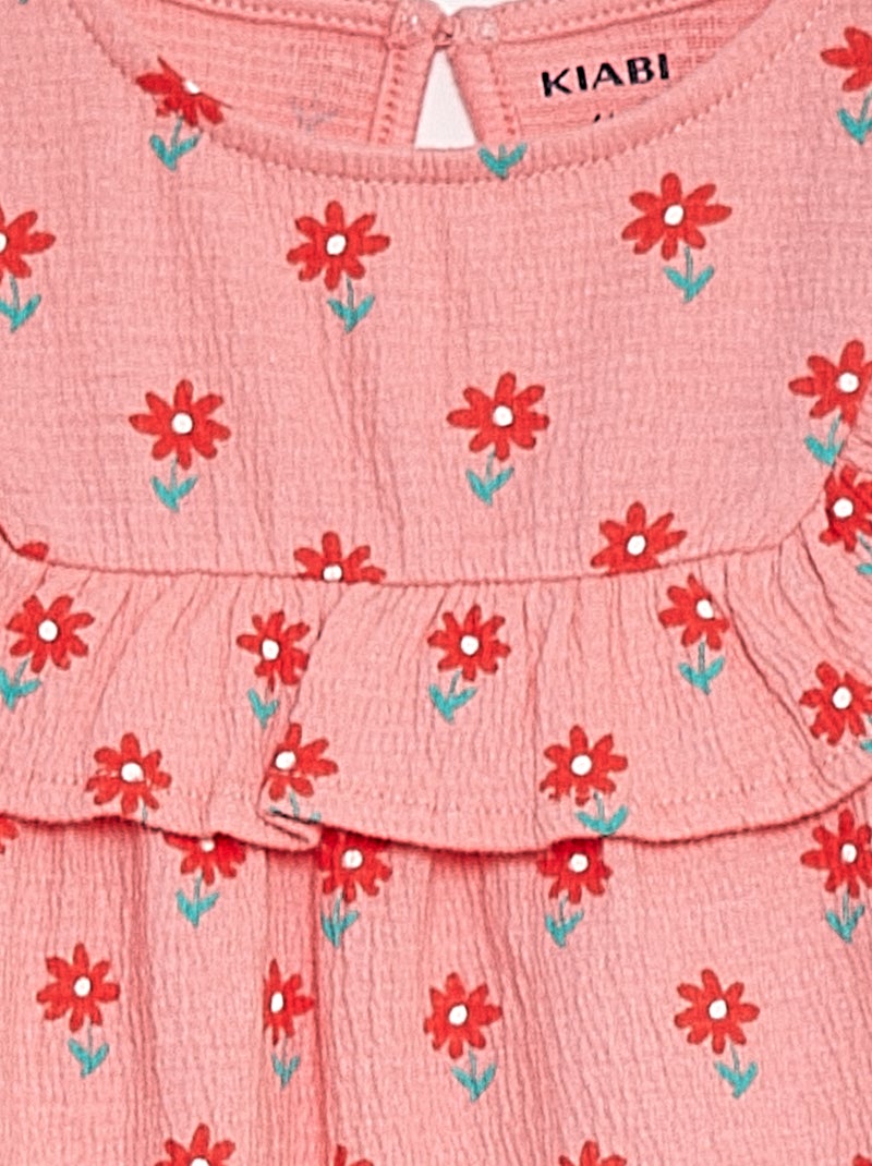 Vestido com folhos de manga curta ROSA - Kiabi