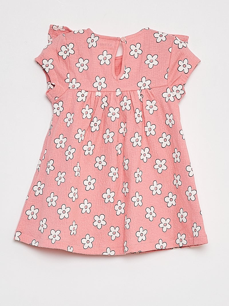 Vestido com folhos de manga curta ROSA - Kiabi