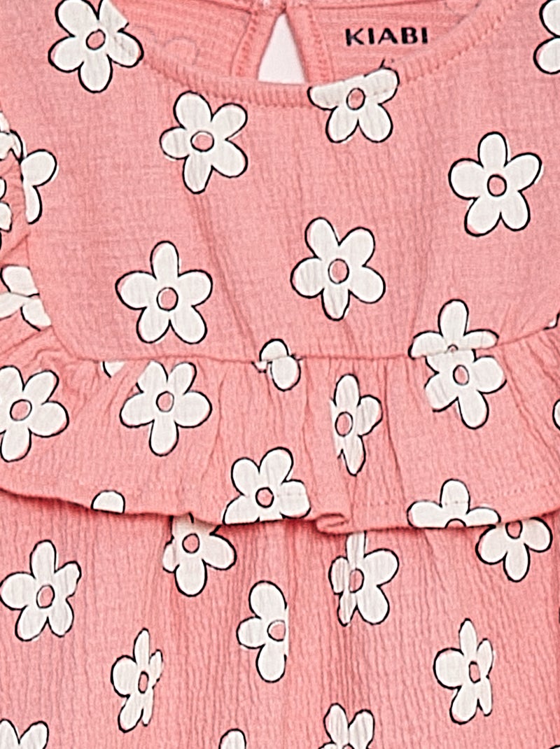 Vestido com folhos de manga curta ROSA - Kiabi