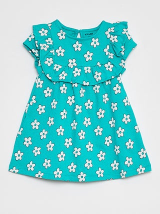 Vestido com folhos de manga curta
