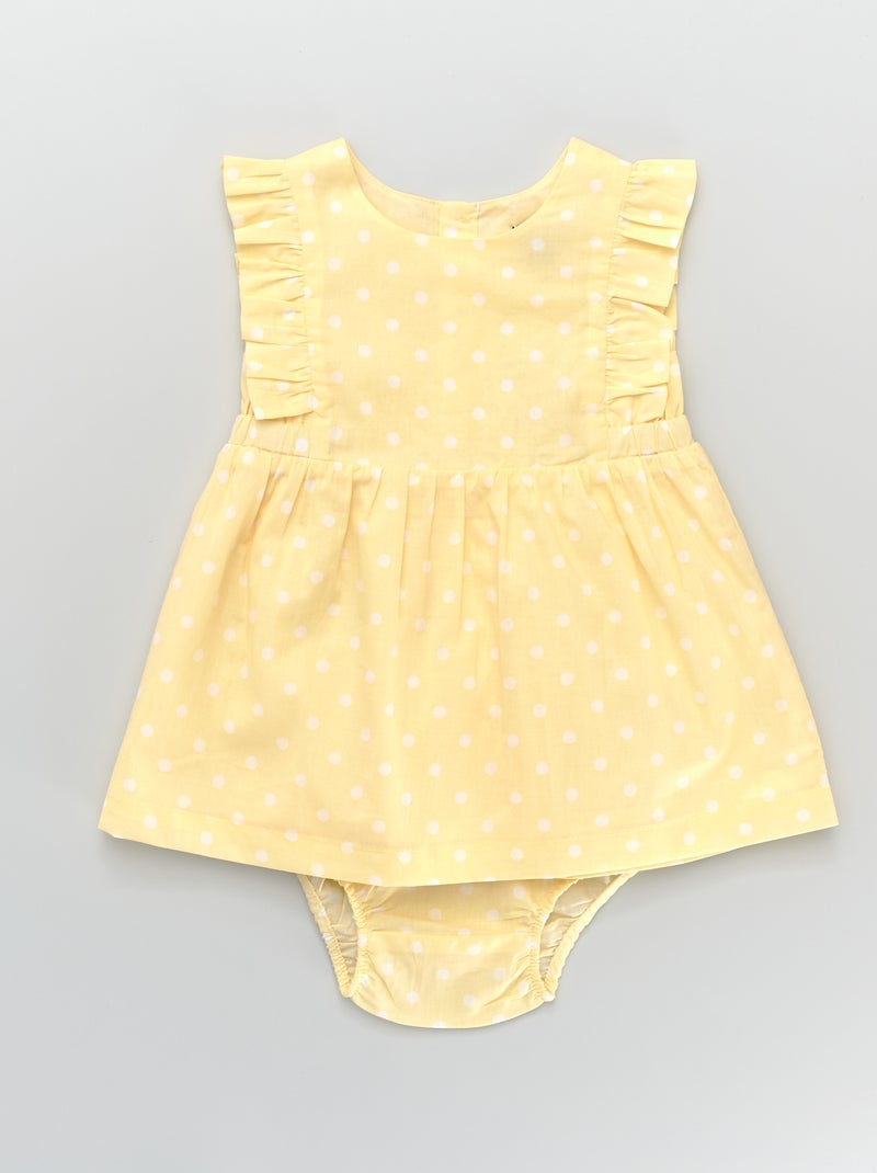 Vestido com folhos e estampado 'flores' AMARELO - Kiabi