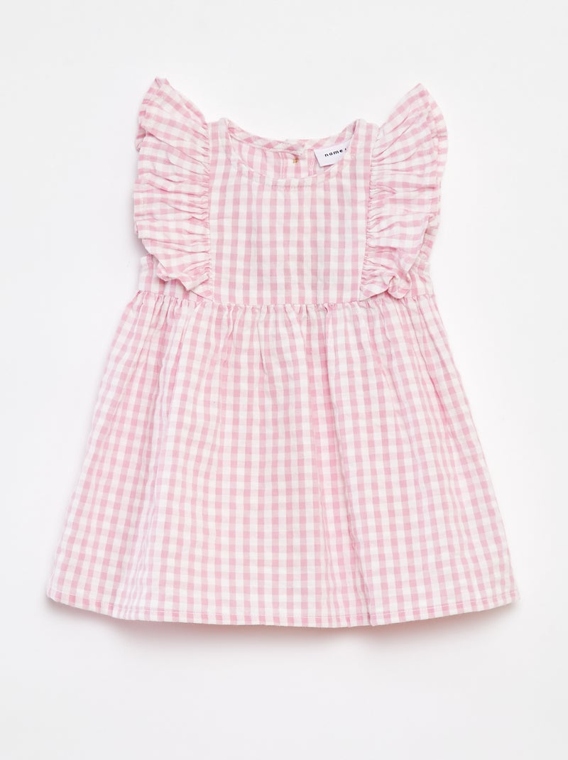 Vestido com folhos e estampado vichy 'Name It' ROSA - Kiabi