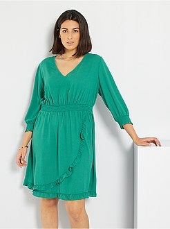 Vestido com folhos e favos de mel - Kiabi