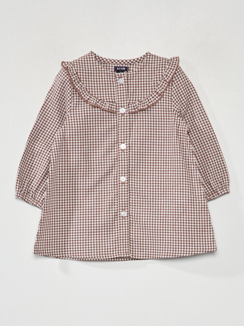 Vestido com folhos estampado CASTANHO - Kiabi