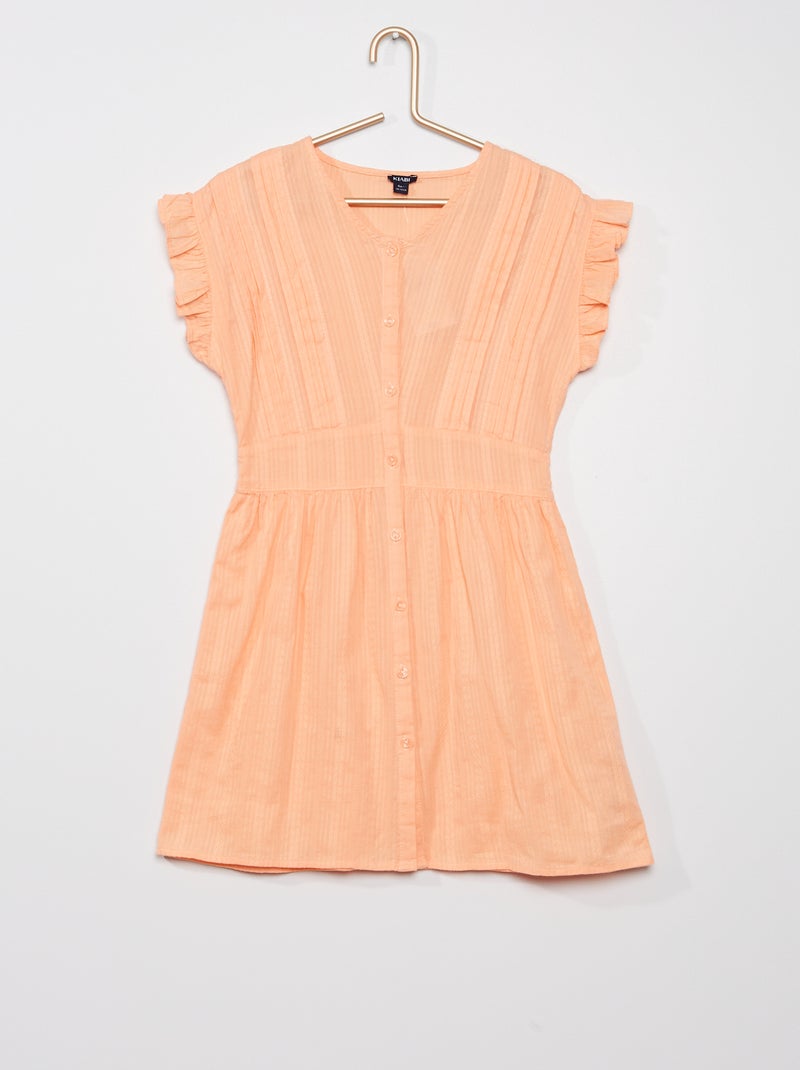 Vestido com folhos LARANJA - Kiabi