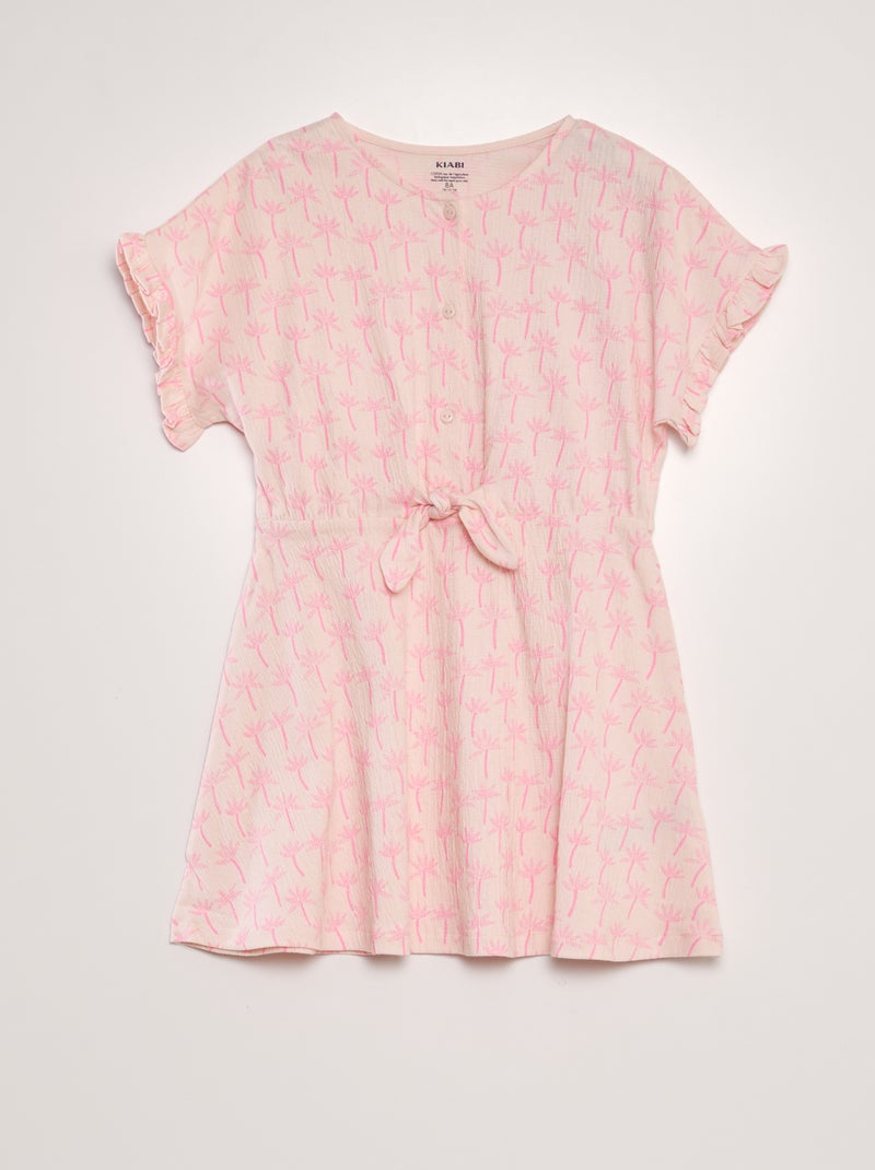 Vestido com folhos ROSA - Kiabi