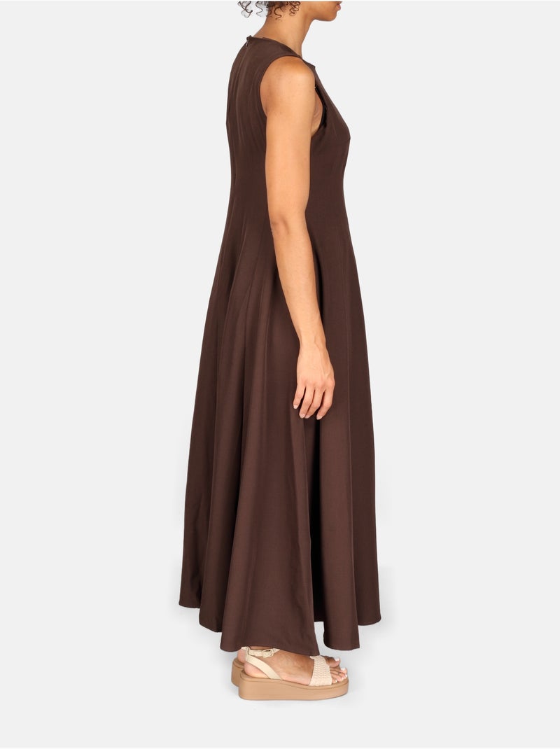 Vestido com gola arredondada Castanho - Kiabi