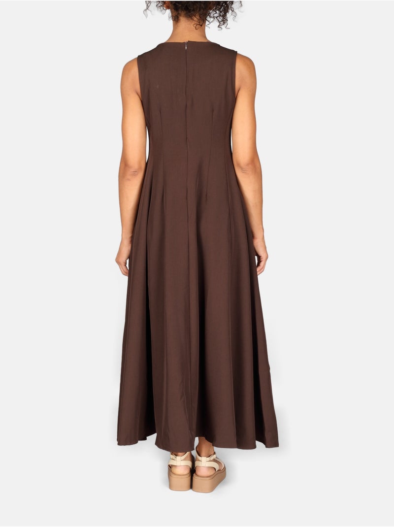 Vestido com gola arredondada Castanho - Kiabi