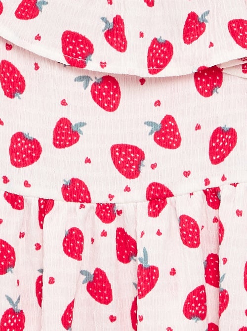 Vestido com gola assimétrica com folhos e padrão Vichy - Kiabi