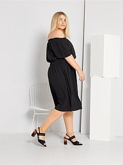 Vestido com gola bardot - Kiabi