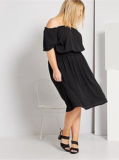 Vestido com gola bardot - Kiabi