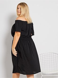 Vestido com gola bardot - Kiabi