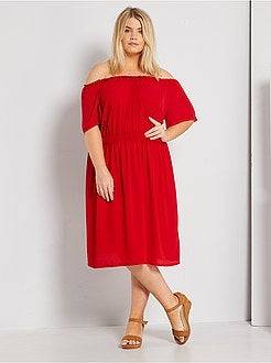 Vestido com gola bardot - Kiabi